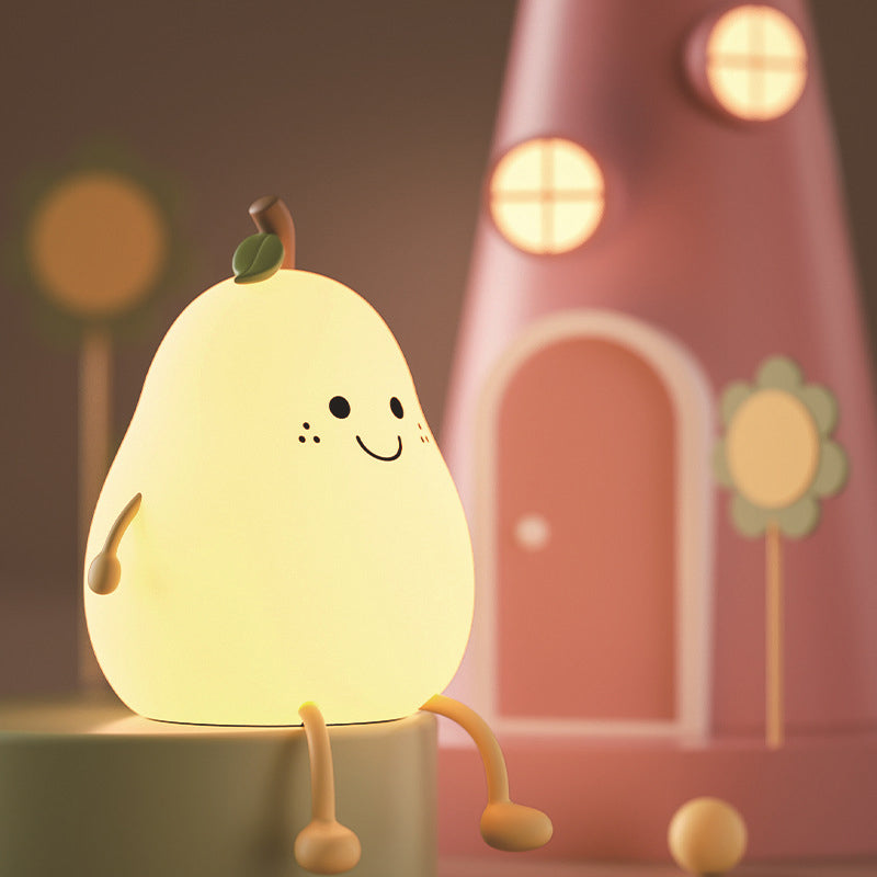 Child-Safe Pear-Shaped Night Light with Adjustable Brightness