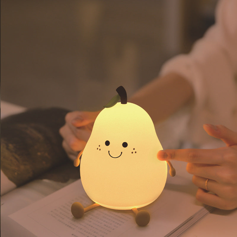Child-Safe Pear-Shaped Night Light with Adjustable Brightness