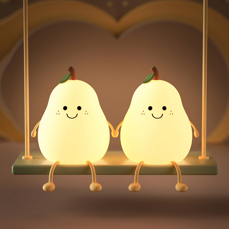 Child-Safe Pear-Shaped Night Light with Adjustable Brightness