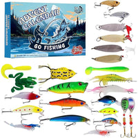 Christmas Fishing Lure Advent Calendar Blind Box Set with Minnow, Popper, and Spoons