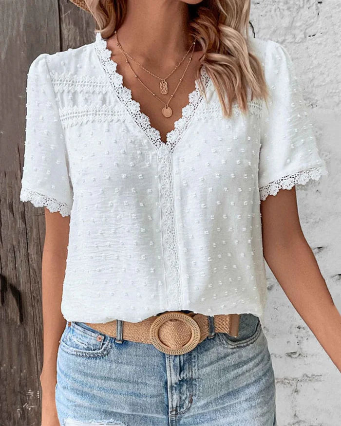 Image of Christy | Women's V-Neck Puff Sleeve Blouse