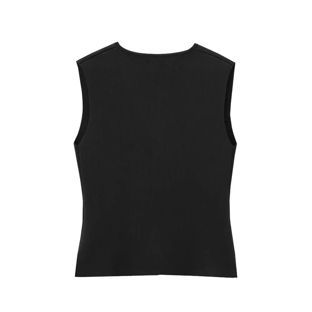 Image of Cindy | Women's Button Front Fitted Vest Top