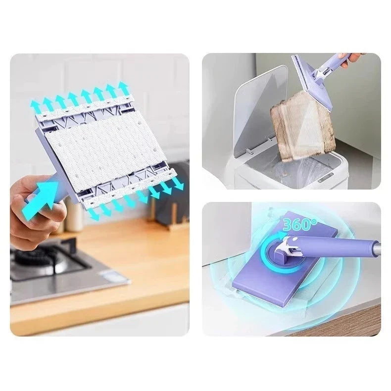 Clamping Mop with Automatic Fast-Drying for Wet and Dry Cleaning