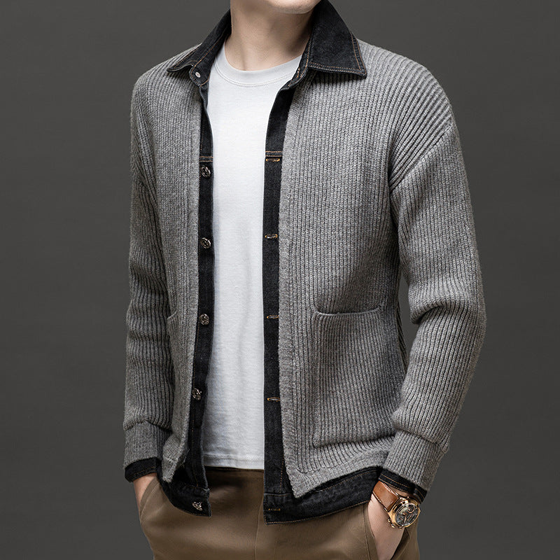 Image of Clark | Men's Button-Down Ribbed Knit Cardigan