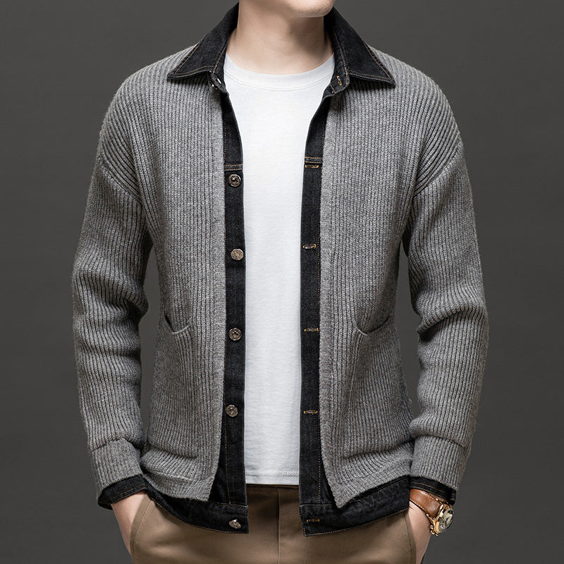 Image of Clark | Men's Button-Down Ribbed Knit Cardigan