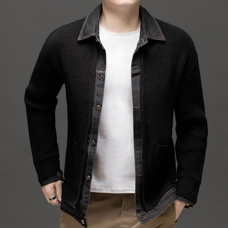Image of Clark | Men's Button-Down Ribbed Knit Cardigan