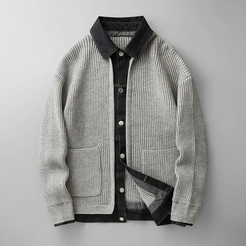 Image of Clark | Men's Button-Down Ribbed Knit Cardigan