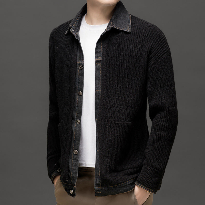 Image of Clark | Men's Button-Down Ribbed Knit Cardigan