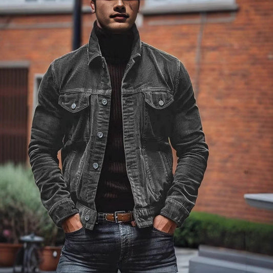 Classic Cut Men's Corduroy Jacket with Chest Pockets