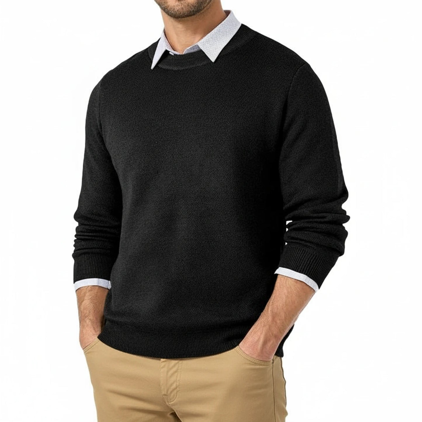 Classic Fit Crew Neck Sweater for Men