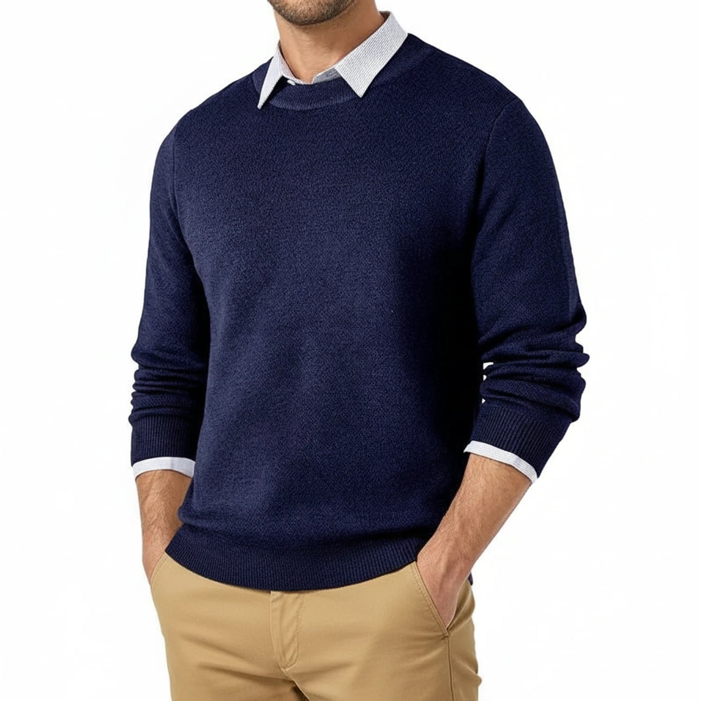 Classic Fit Crew Neck Sweater for Men