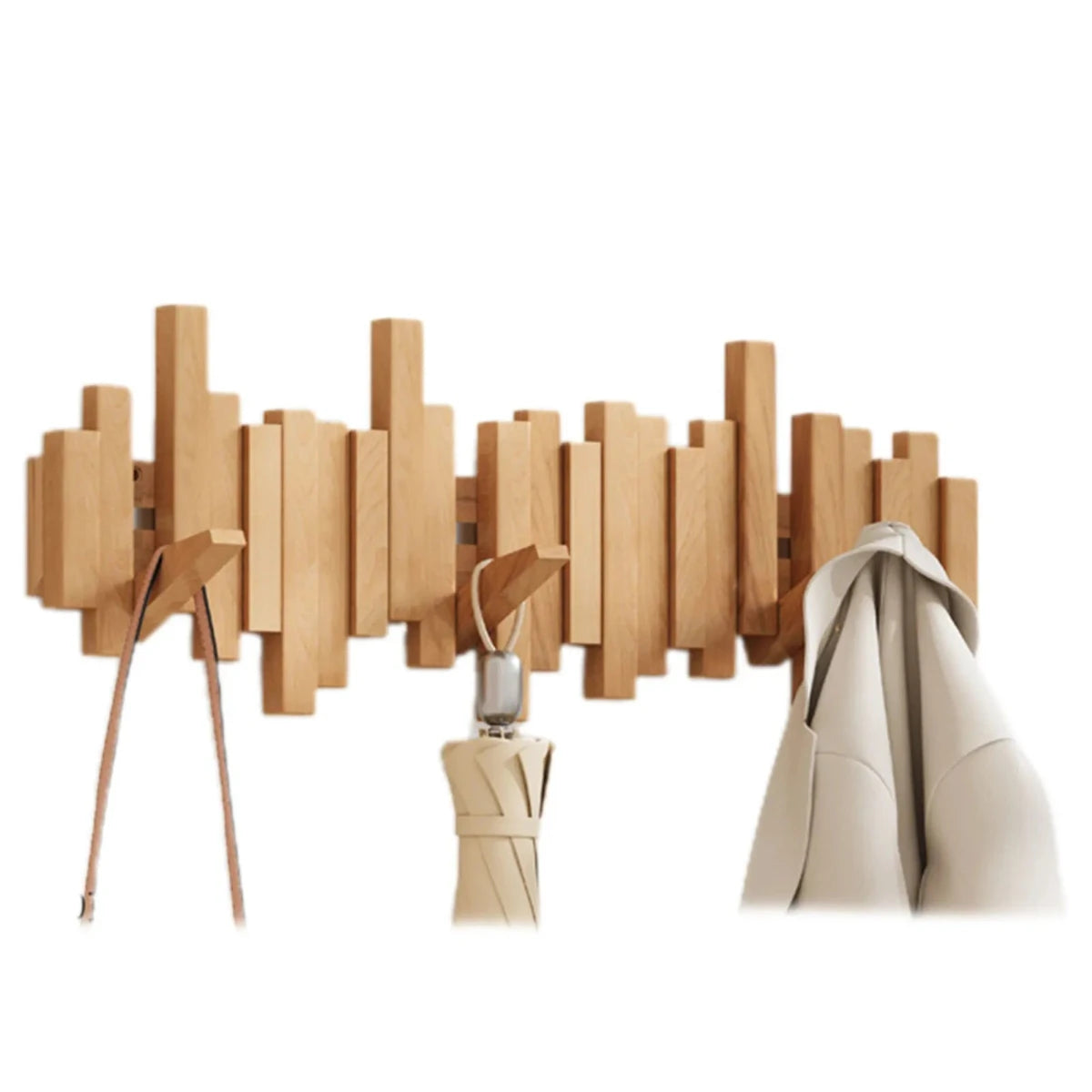 Coat Rack in Piano Style - Walnut/Beech Wood - Elegant Design