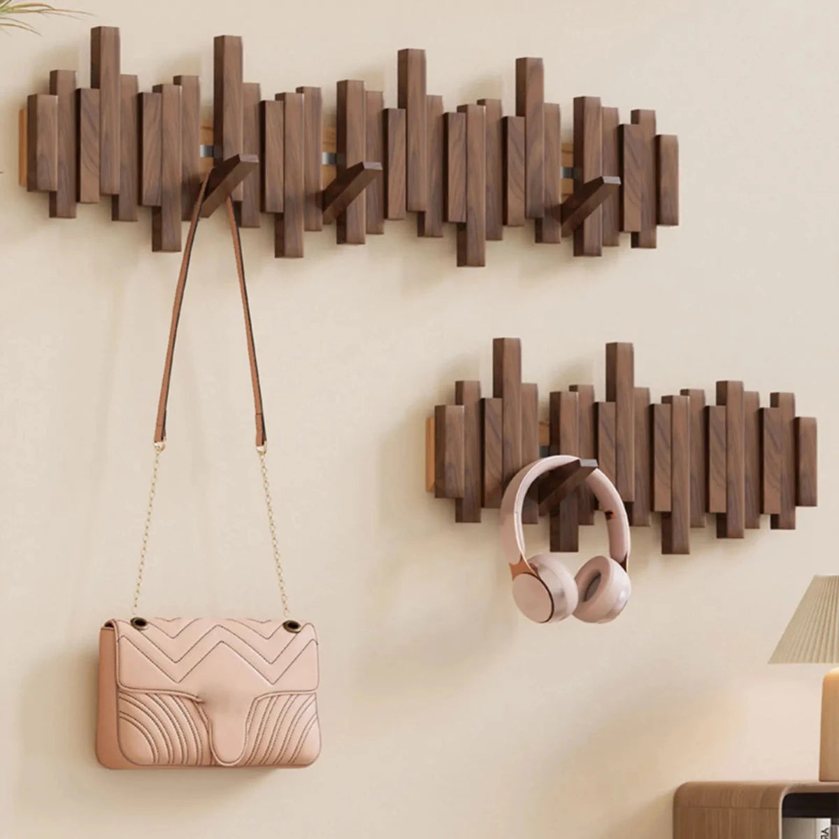 Coat Rack in Piano Style - Walnut/Beech Wood - Elegant Design