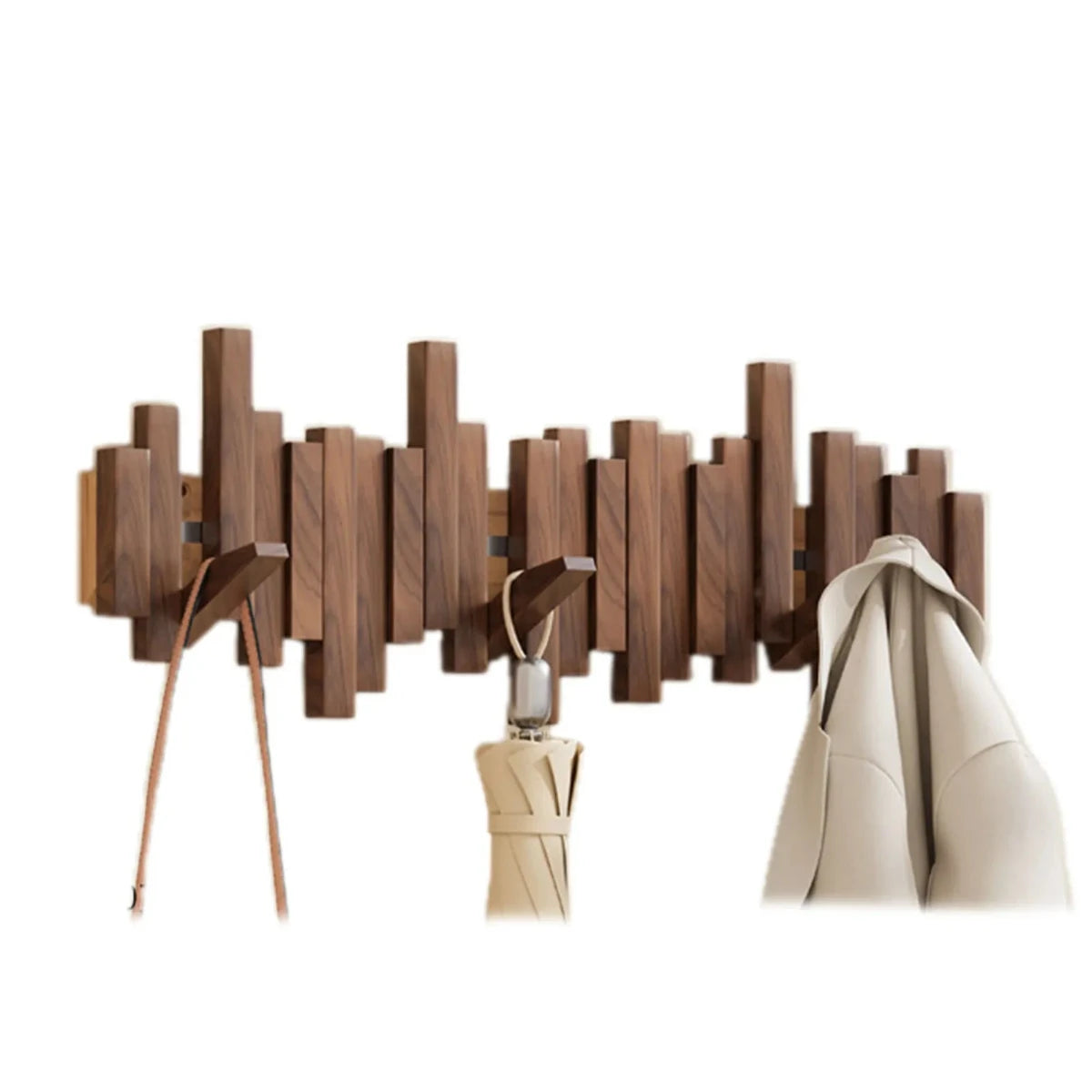 Coat Rack in Piano Style - Walnut/Beech Wood - Elegant Design