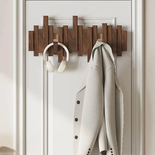 Coat Rack in Piano Style - Walnut/Beech Wood - Elegant Design
