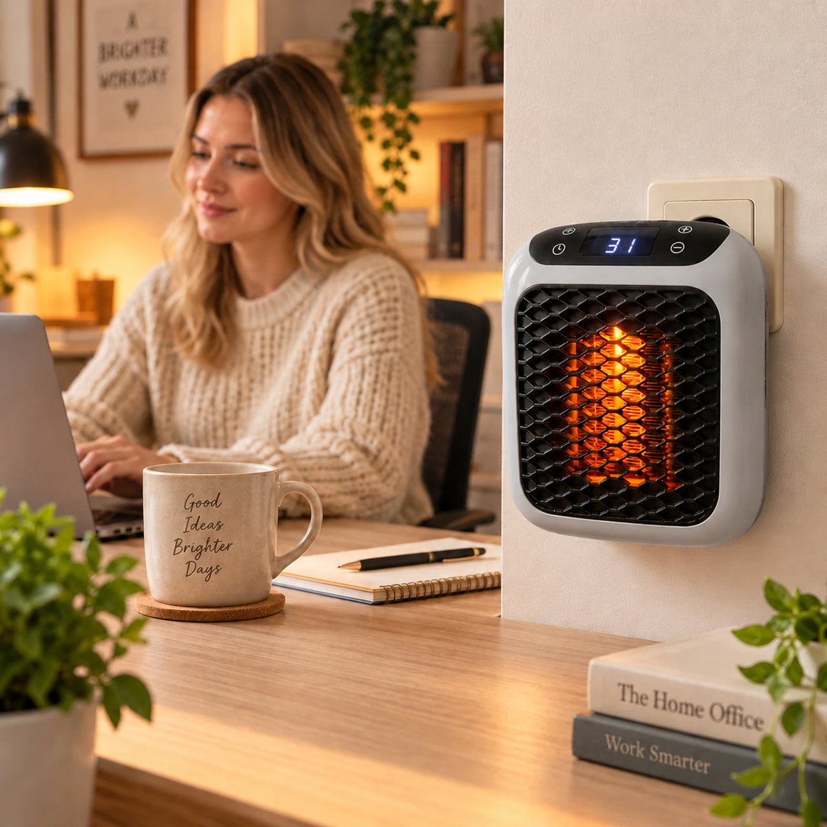 Compact 400W Plug-in Heater with Digital Thermostat