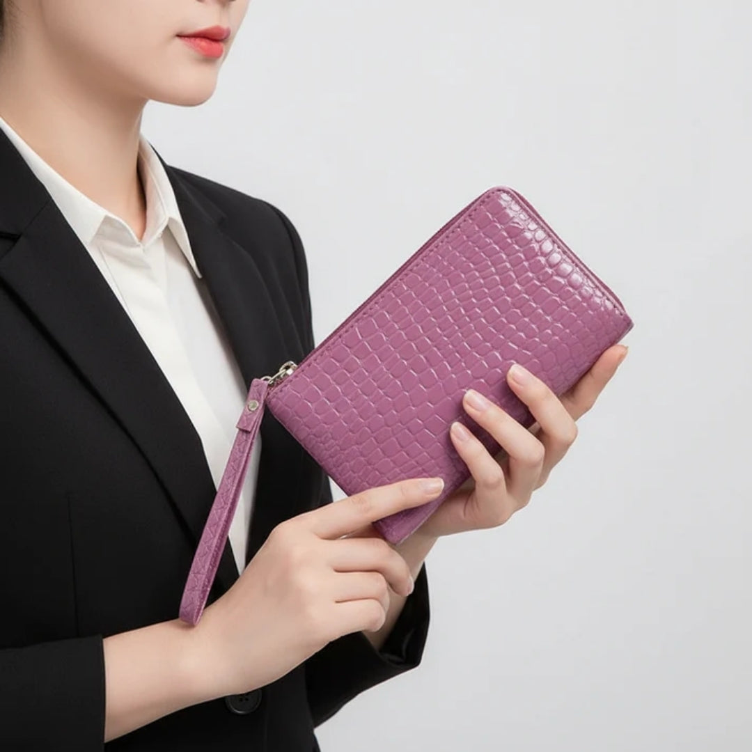 Compact Croc-Embossed Wallet