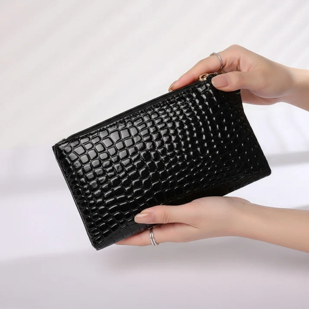 Compact Croc-Embossed Wallet