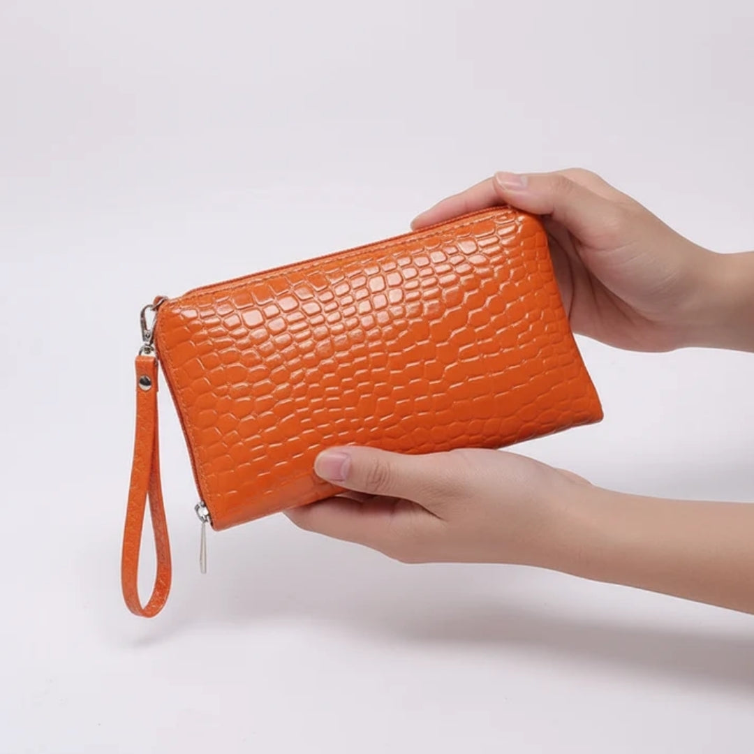 Compact Croc-Embossed Wallet