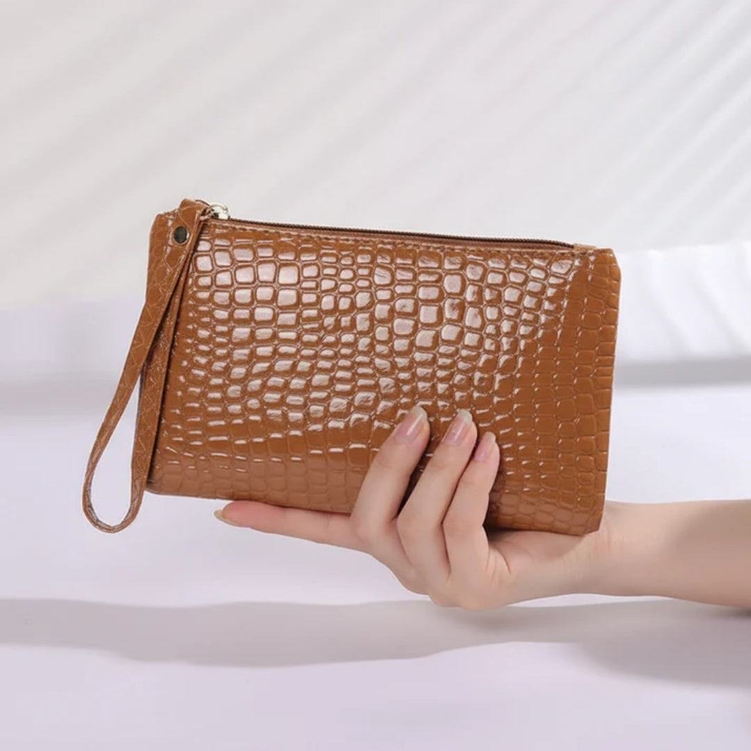 Compact Croc-Embossed Wallet