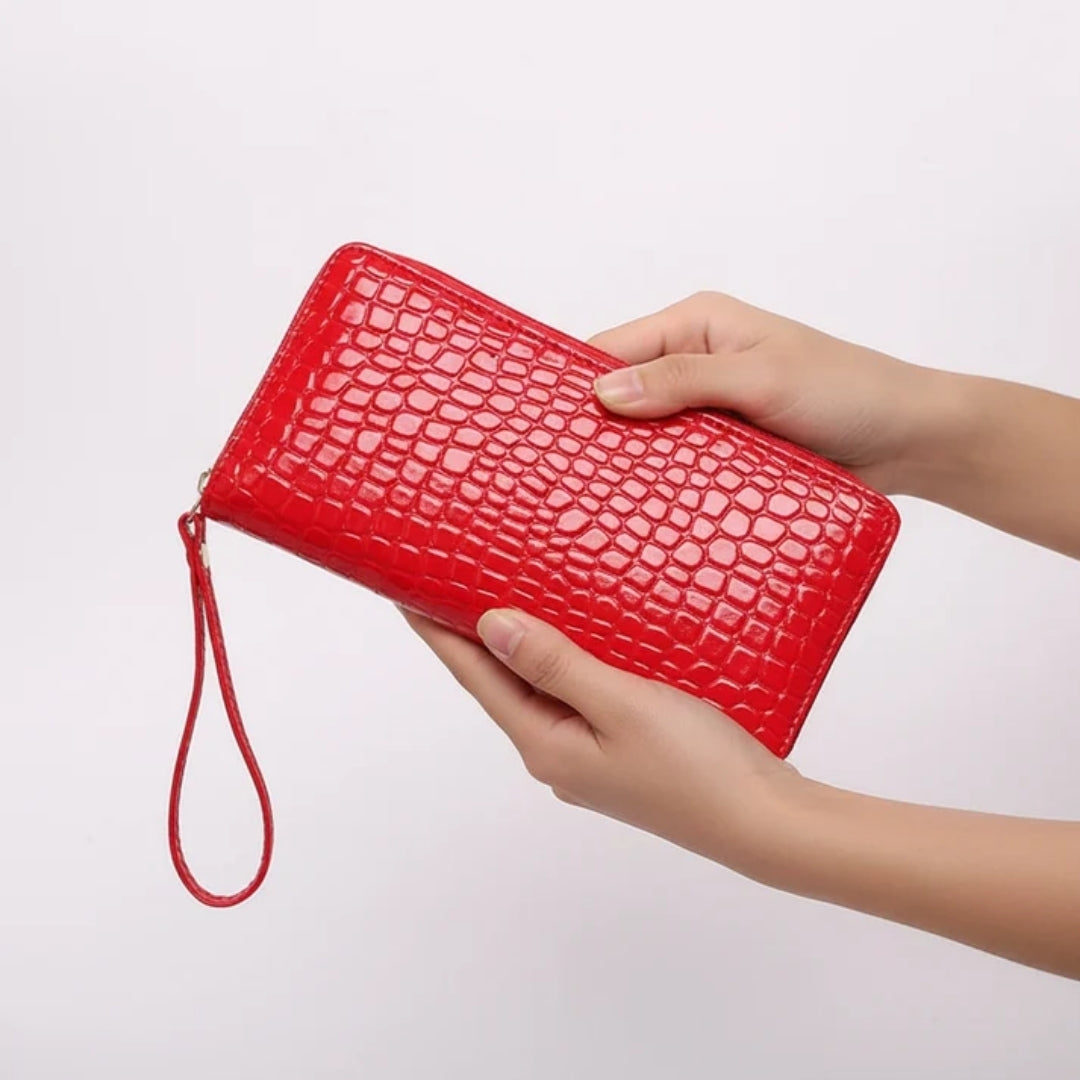 Compact Croc-Embossed Wallet