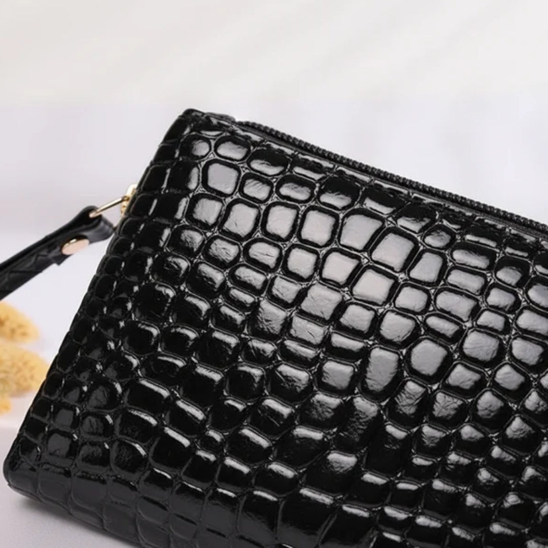 Compact Croc-Embossed Wallet