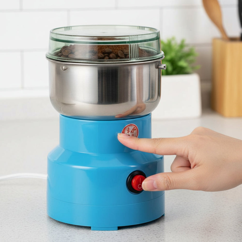 Compact Stainless Steel Electric Spice and Coffee Grinder with High-Torque Motor