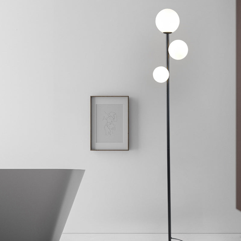 Contemporary 3-Light Acrylic and Iron Globe Standing Floor Lamp for Bedroom