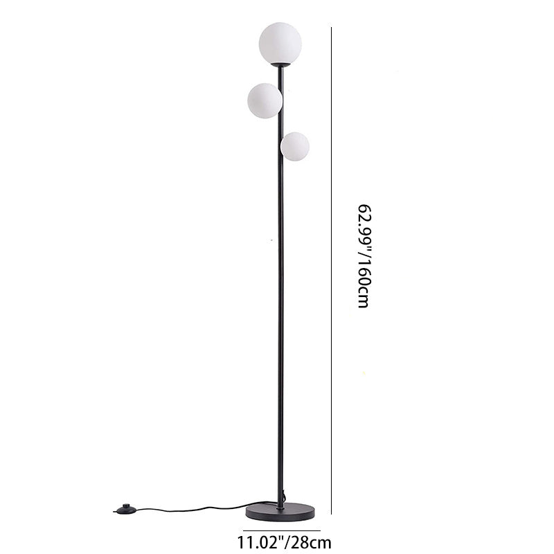 Contemporary 3-Light Acrylic and Iron Globe Standing Floor Lamp for Bedroom