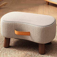 Contemporary Nordic Portable Synthetic Fabric and Pine Living Room Footstool