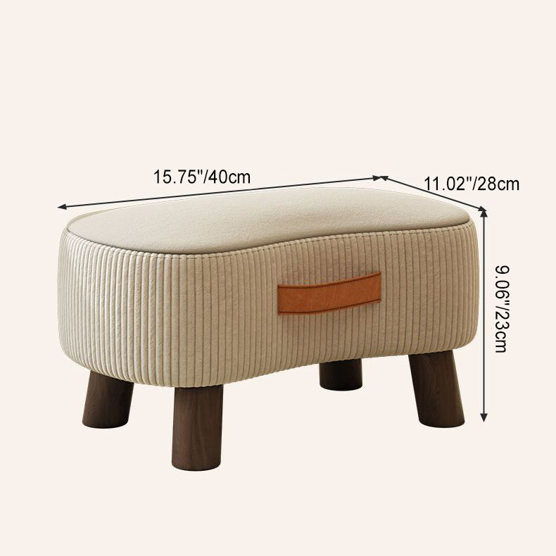 Contemporary Nordic Portable Synthetic Fabric and Pine Living Room Footstool