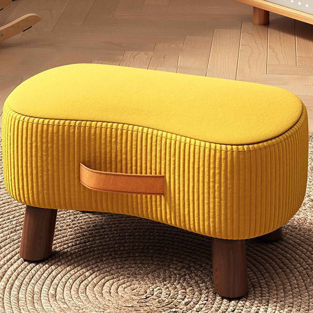Contemporary Nordic Portable Synthetic Fabric and Pine Living Room Footstool