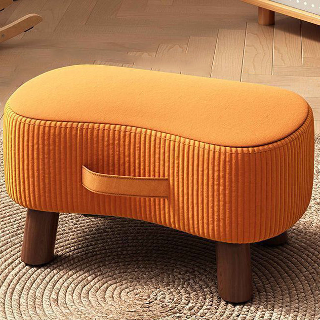Contemporary Nordic Portable Synthetic Fabric and Pine Living Room Footstool