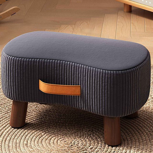 Contemporary Nordic Portable Synthetic Fabric and Pine Living Room Footstool