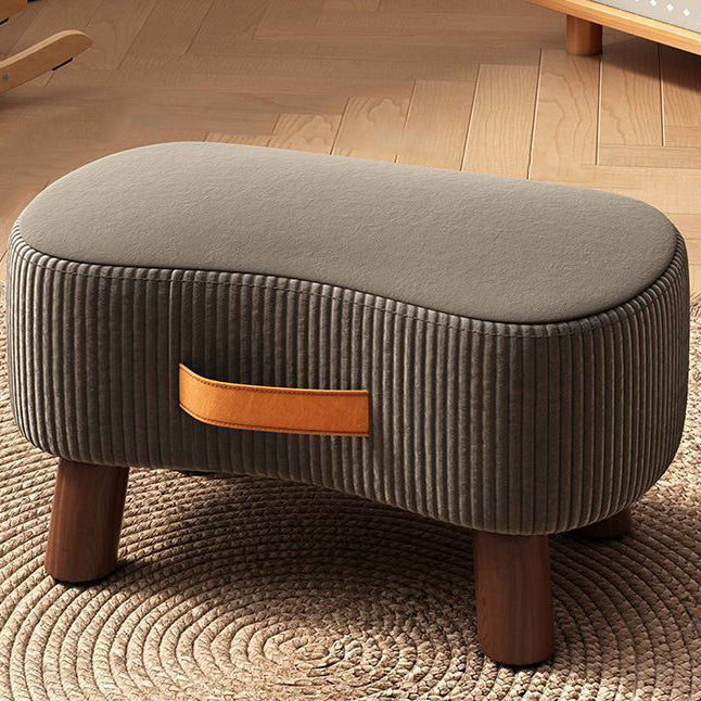 Contemporary Nordic Portable Synthetic Fabric and Pine Living Room Footstool