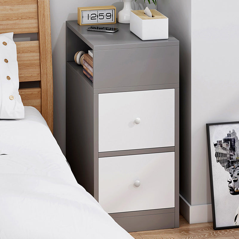 Contemporary Scandinavian Square MDF 2-Drawer Bedroom Nightstand
