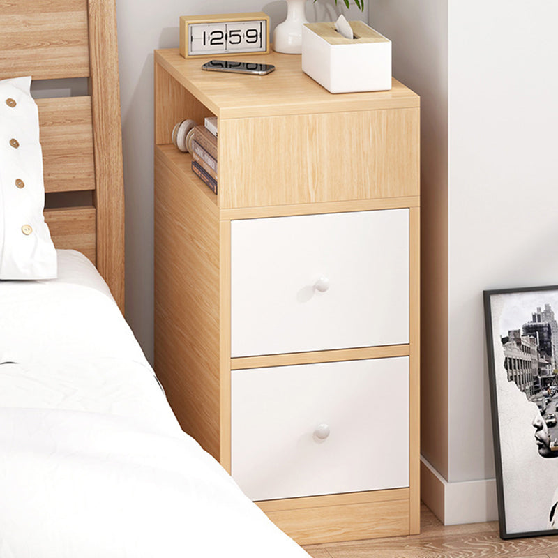 Contemporary Scandinavian Square MDF 2-Drawer Bedroom Nightstand