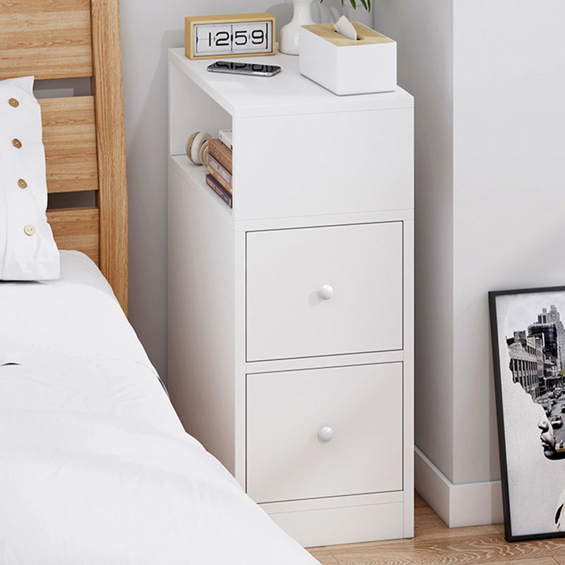 Contemporary Scandinavian Square MDF 2-Drawer Bedroom Nightstand