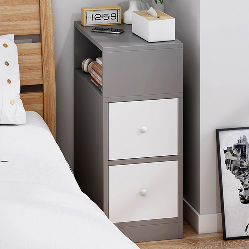 Contemporary Scandinavian Square MDF 2-Drawer Bedroom Nightstand
