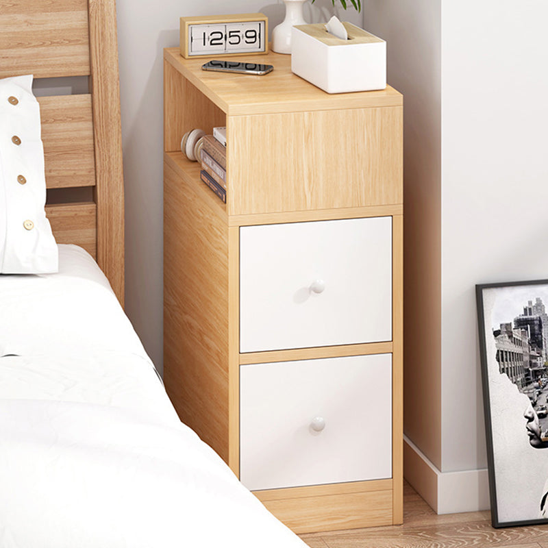 Contemporary Scandinavian Square MDF 2-Drawer Bedroom Nightstand