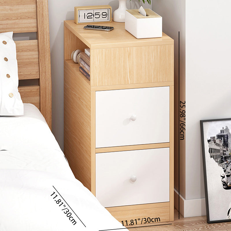 Contemporary Scandinavian Square MDF 2-Drawer Bedroom Nightstand