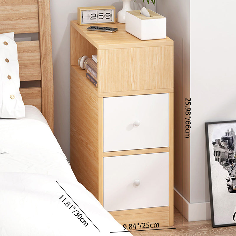 Contemporary Scandinavian Square MDF 2-Drawer Bedroom Nightstand