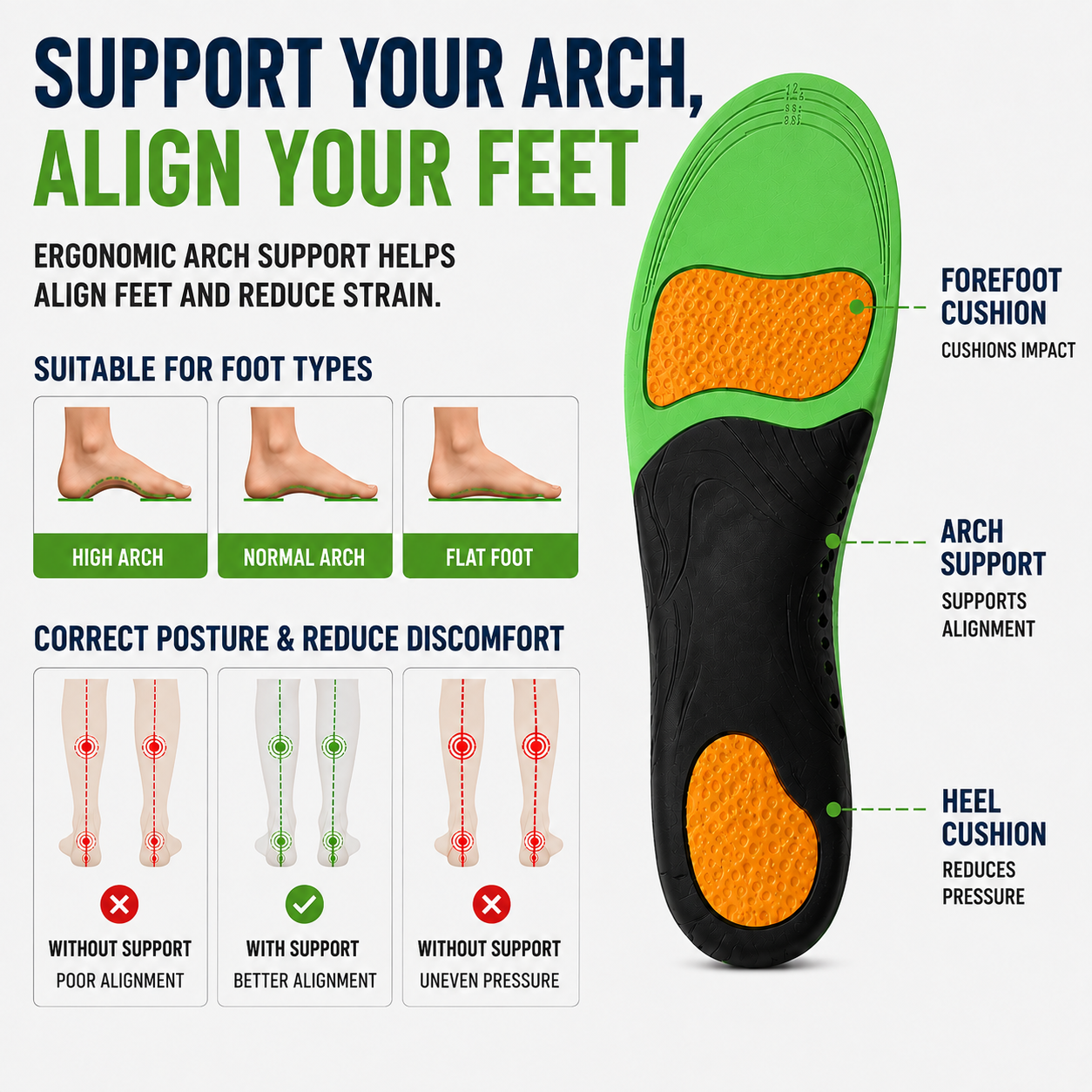 Contoured Arch Support Insole