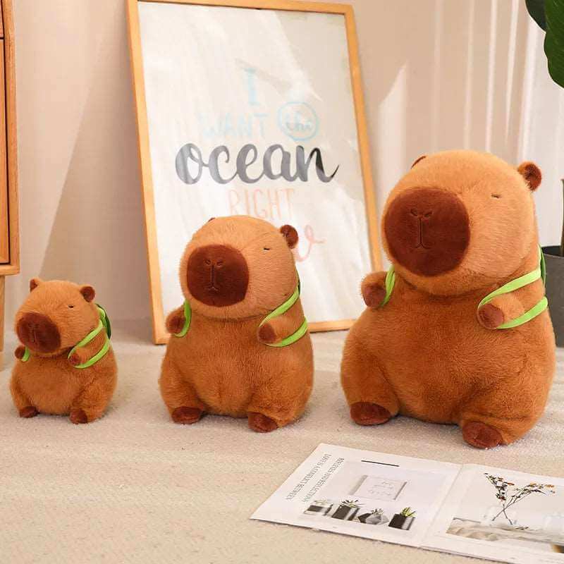 Cozy Capybara Plush Toy with Backpack