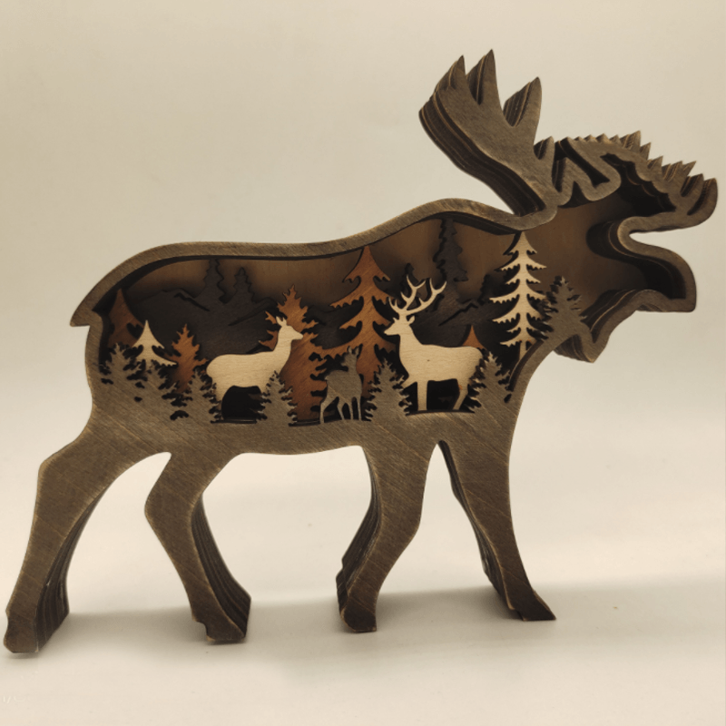 Creative Forest Animal Decoration in Wood - Handmade Wall Art