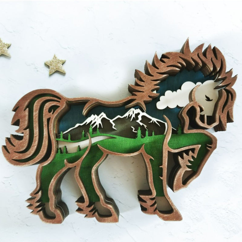 Creative Forest Animal Decoration in Wood - Handmade Wall Art