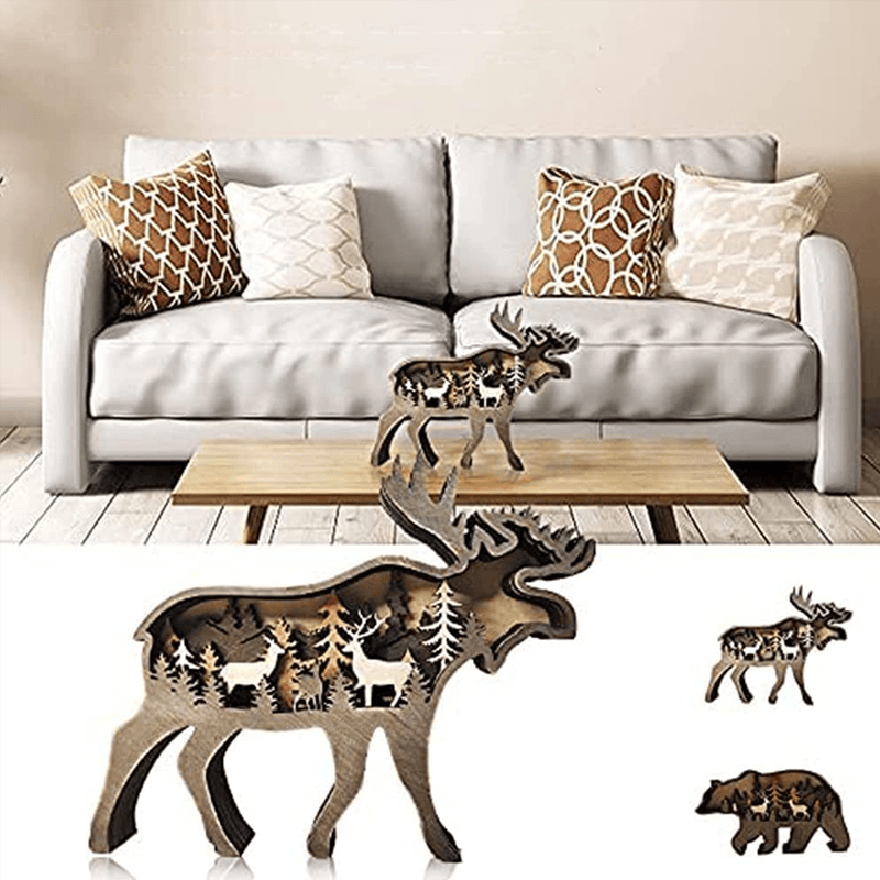 Creative Forest Animal Decoration in Wood - Handmade Wall Art