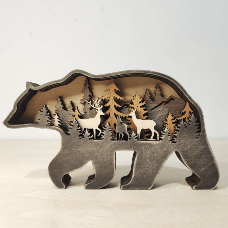 Creative Forest Animal Decoration in Wood - Handmade Wall Art