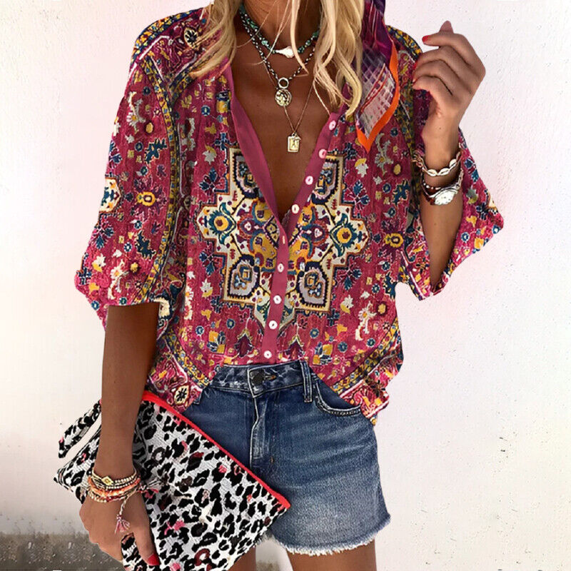 Image of Crystal | Women's Floral Print Button-Down Shirt