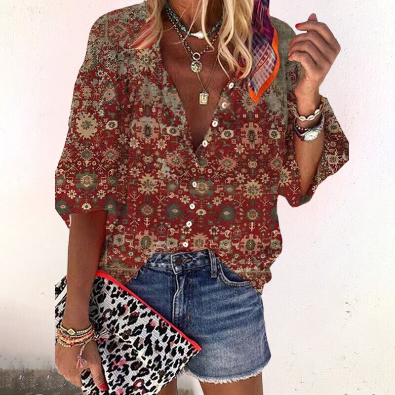 Image of Crystal | Women's Floral Print Button-Down Shirt